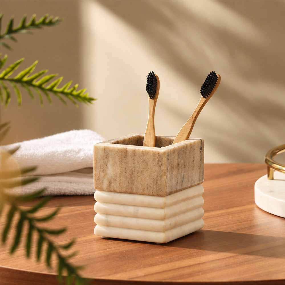 Avion Marble Toothbrush Tumbler - Desert White