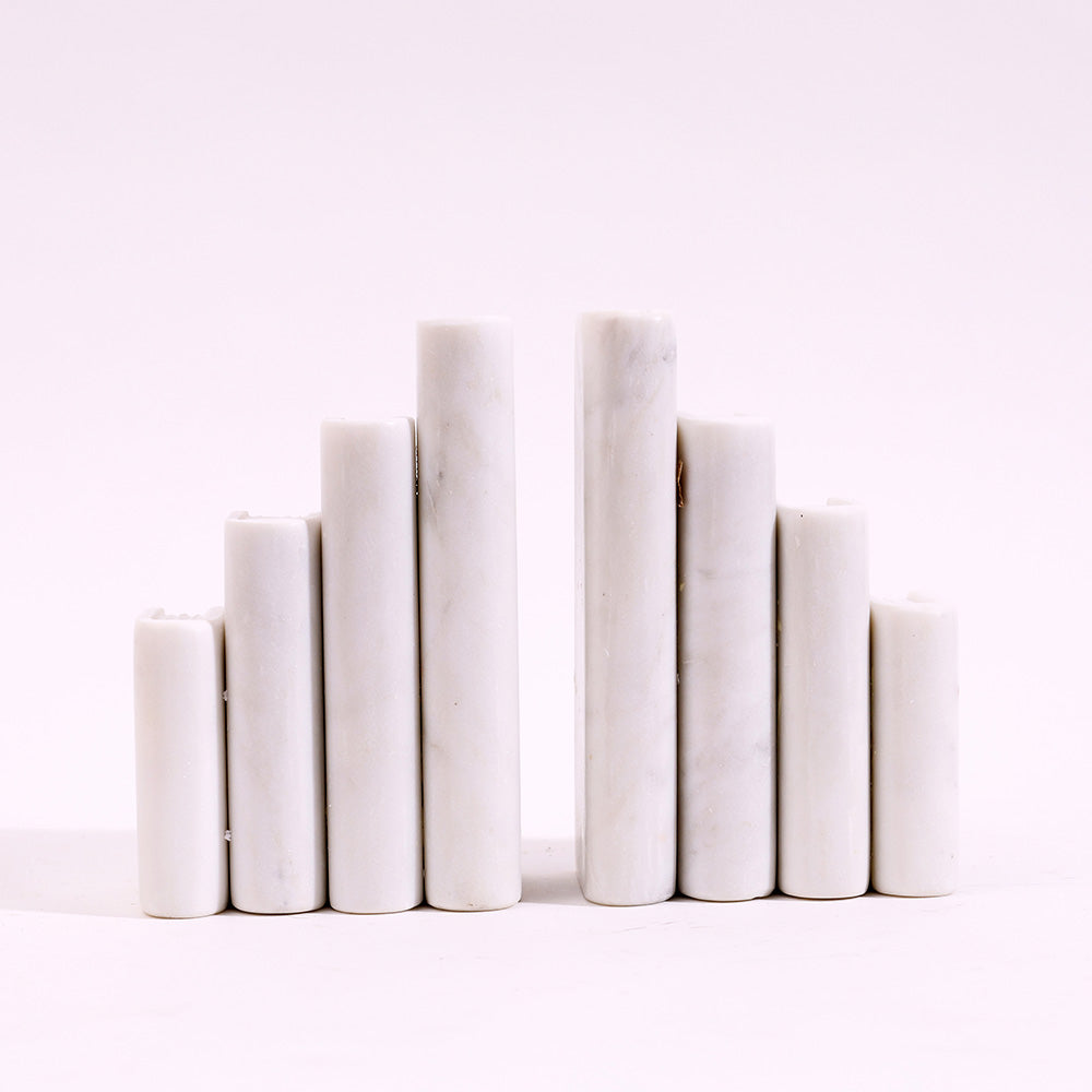Stacked Marble Bookends, Set of 2 - White