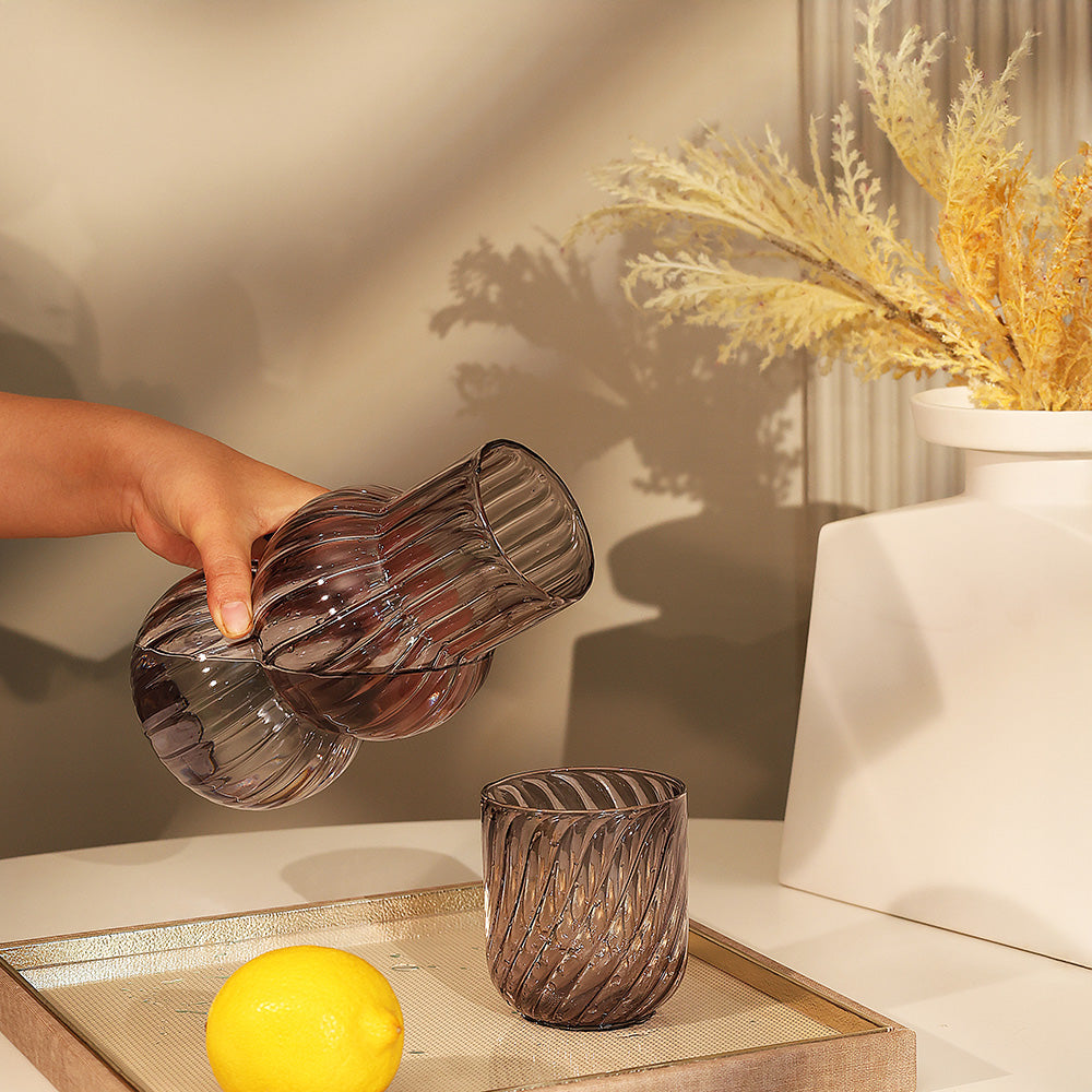 Infine Water Jug with Tumbler - Smoke
