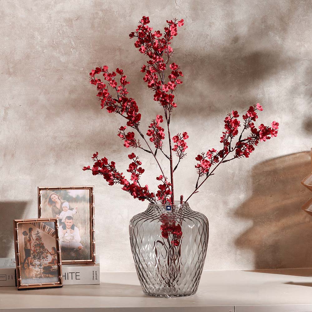 Peach Blossoms Faux Stem - Crimson