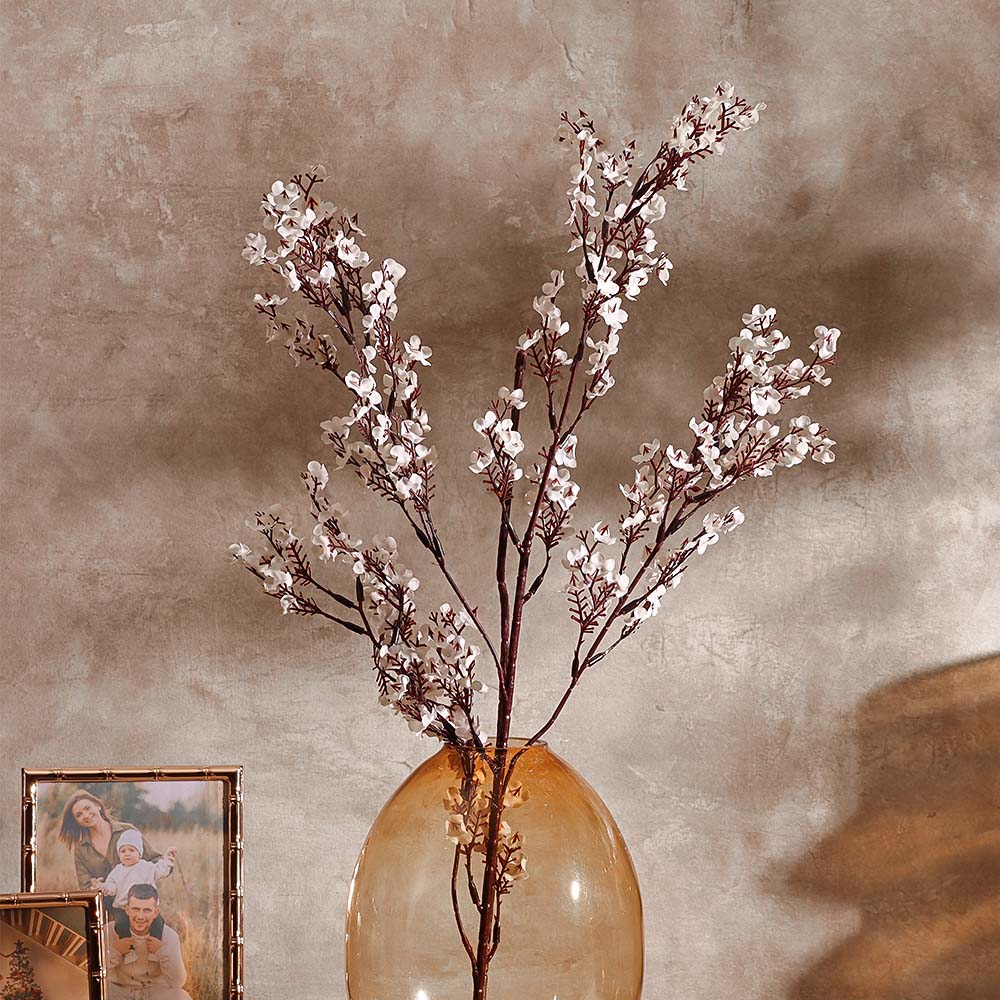 Peach Blossoms Faux Stem - White