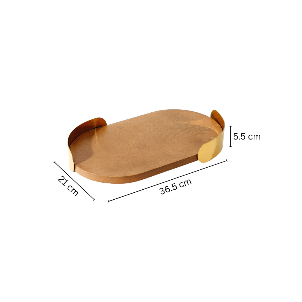 Baden Wooden Decorative Tray Medium - Natural Gold