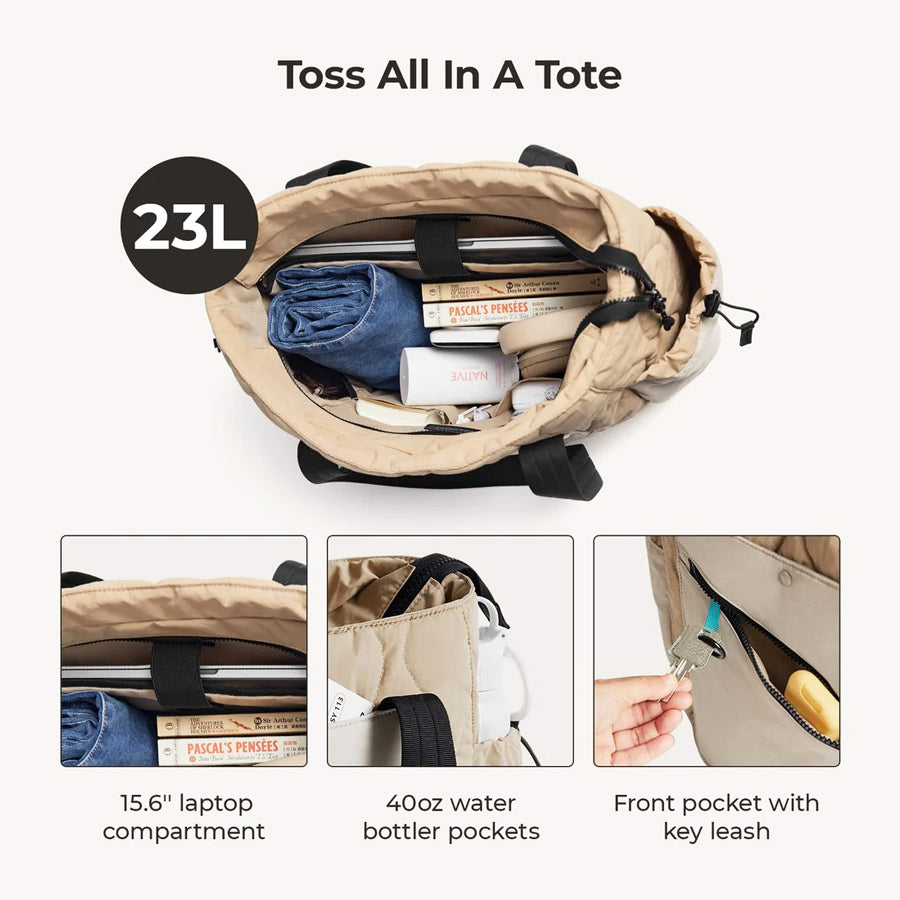 Paz Laptop Tote Bag 23L - Beige