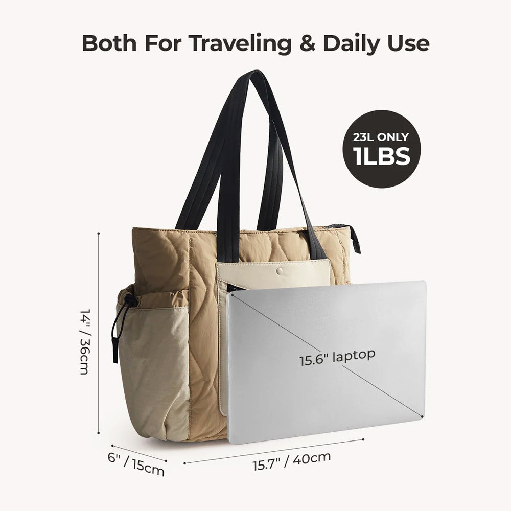 Paz Laptop Tote Bag 23L - Beige