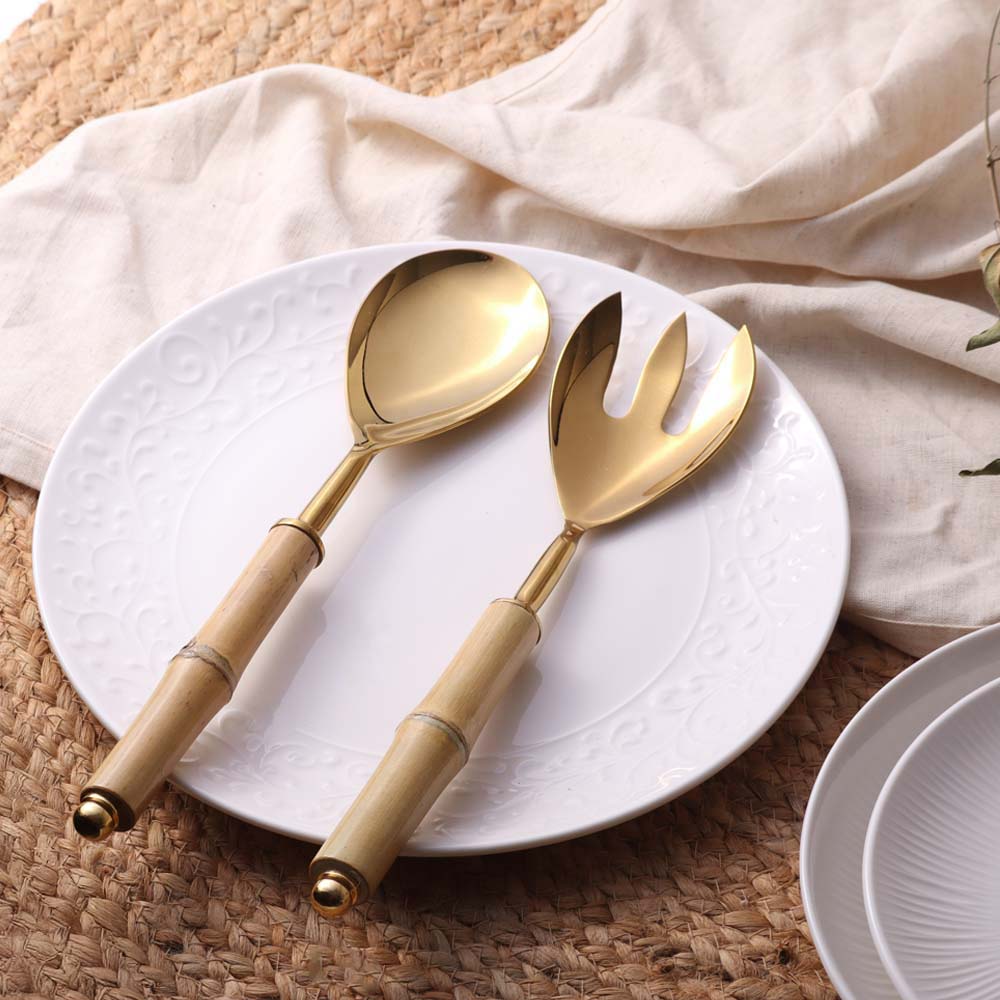 Bamboo Serving Set - Natural Gold