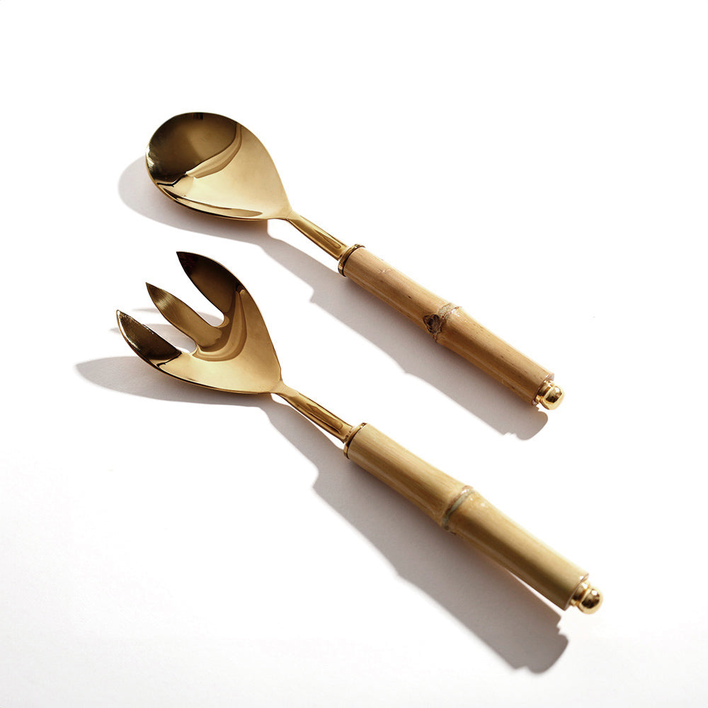 Bamboo Serving Set - Natural Gold