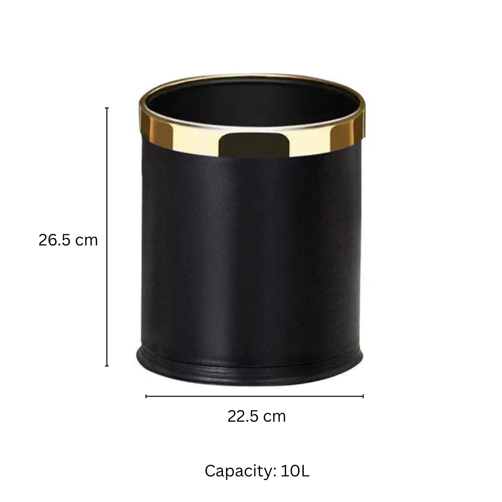 Bare Waste Bin 10L - Black & Gold