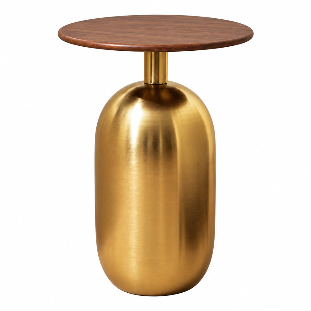 Bari Mango Wood & Metal Side Table Tall - Gold