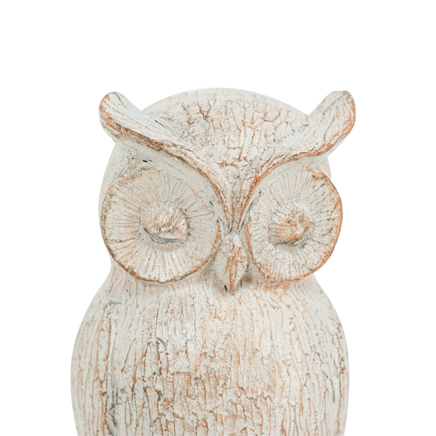 Barred Owl Bookends, Set of 2 - Vintage White
