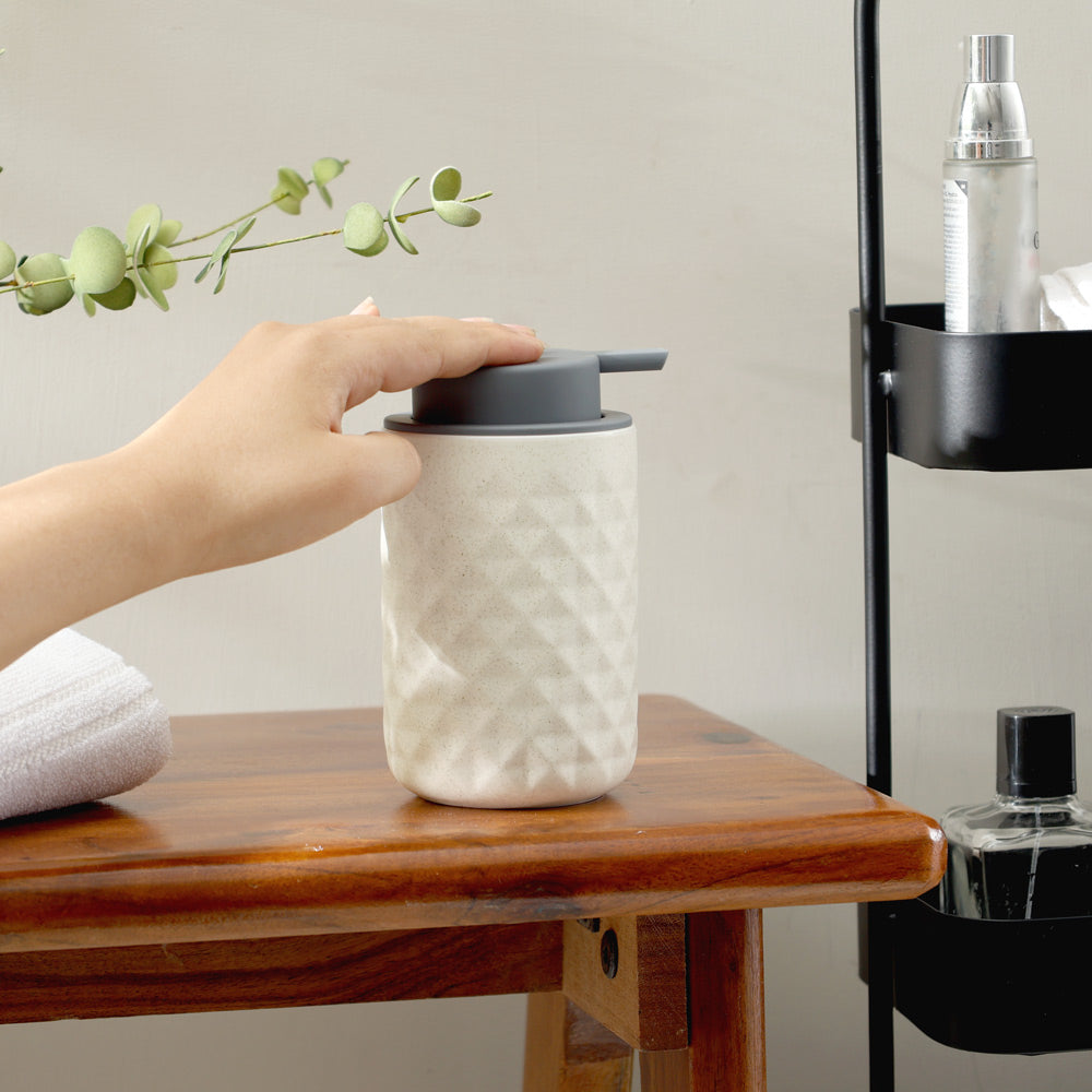 Barrel Soap Dispenser - Speckled White Grey