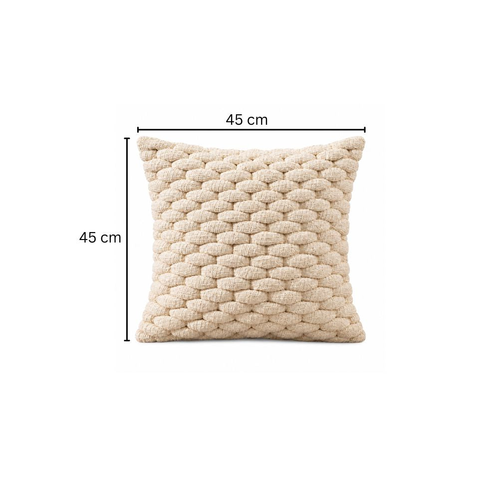 Basket Weave Cotton and Jute Cushion Cover 45x45cm - Cream