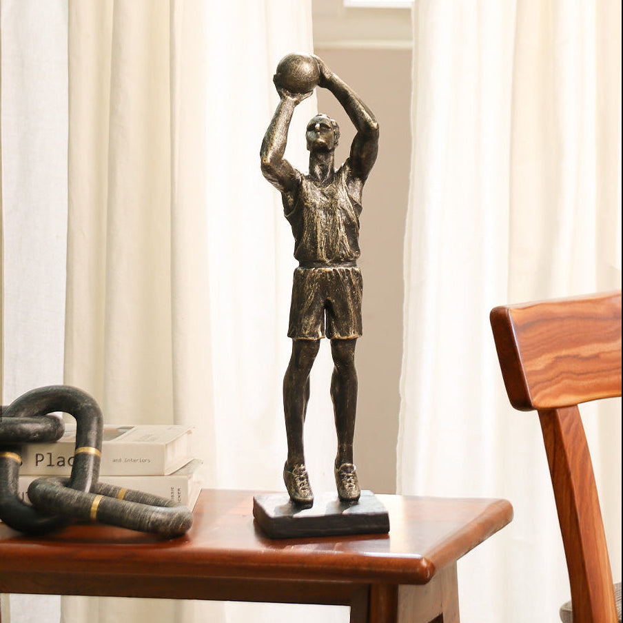 Basketball Player Sculpture Large - Charcoal Gold