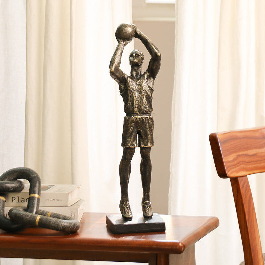 Basketball Player Sculpture Large - Charcoal Gold