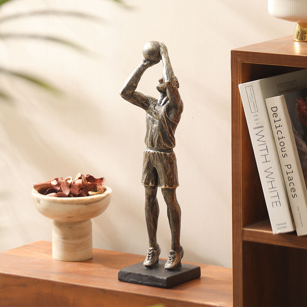Basketball Player Sculpture Large - Charcoal Gold