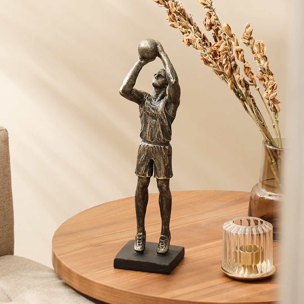 Basketball Player Sculpture Large - Charcoal Gold