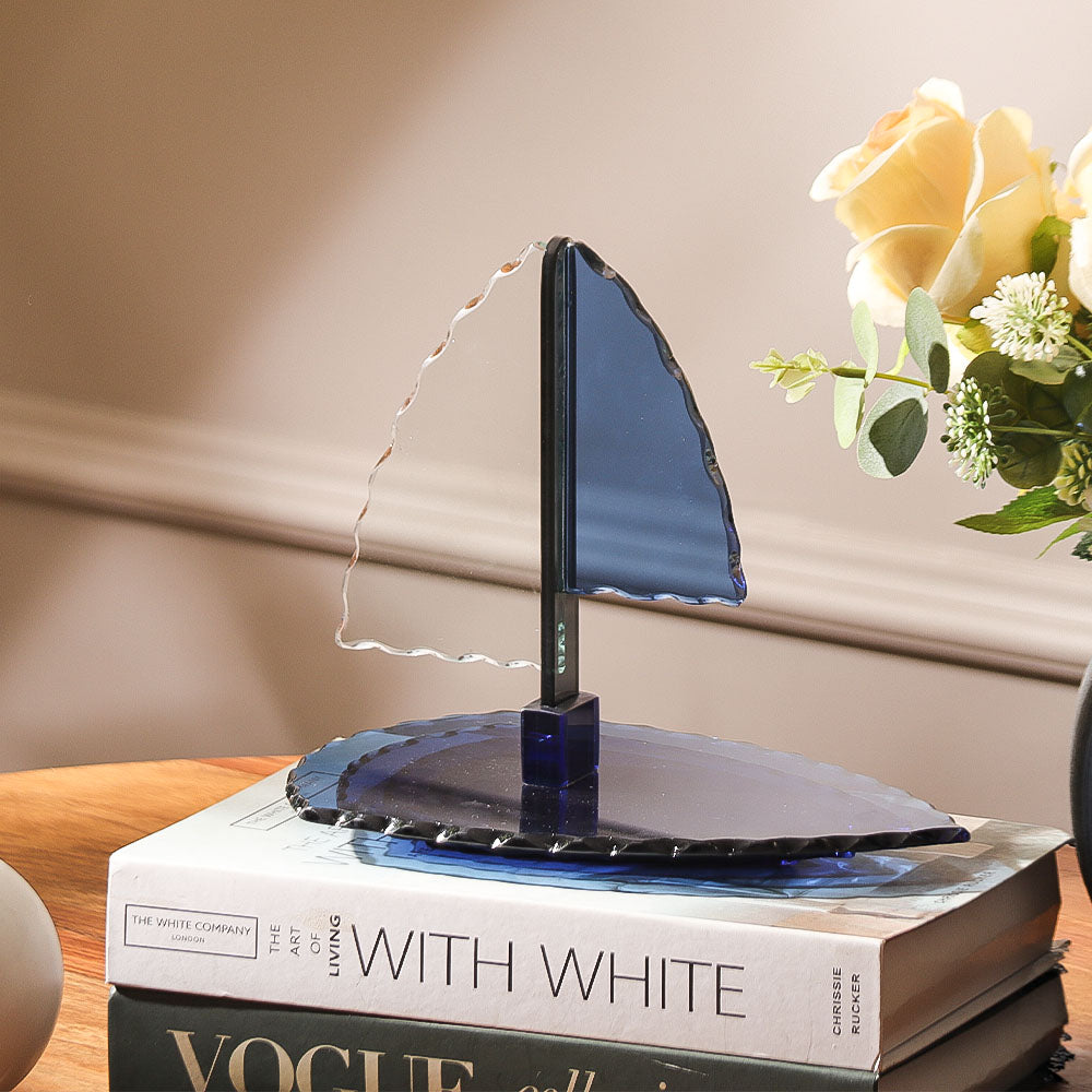 Bateau Glass Sculpture Medium - Clear Blue
