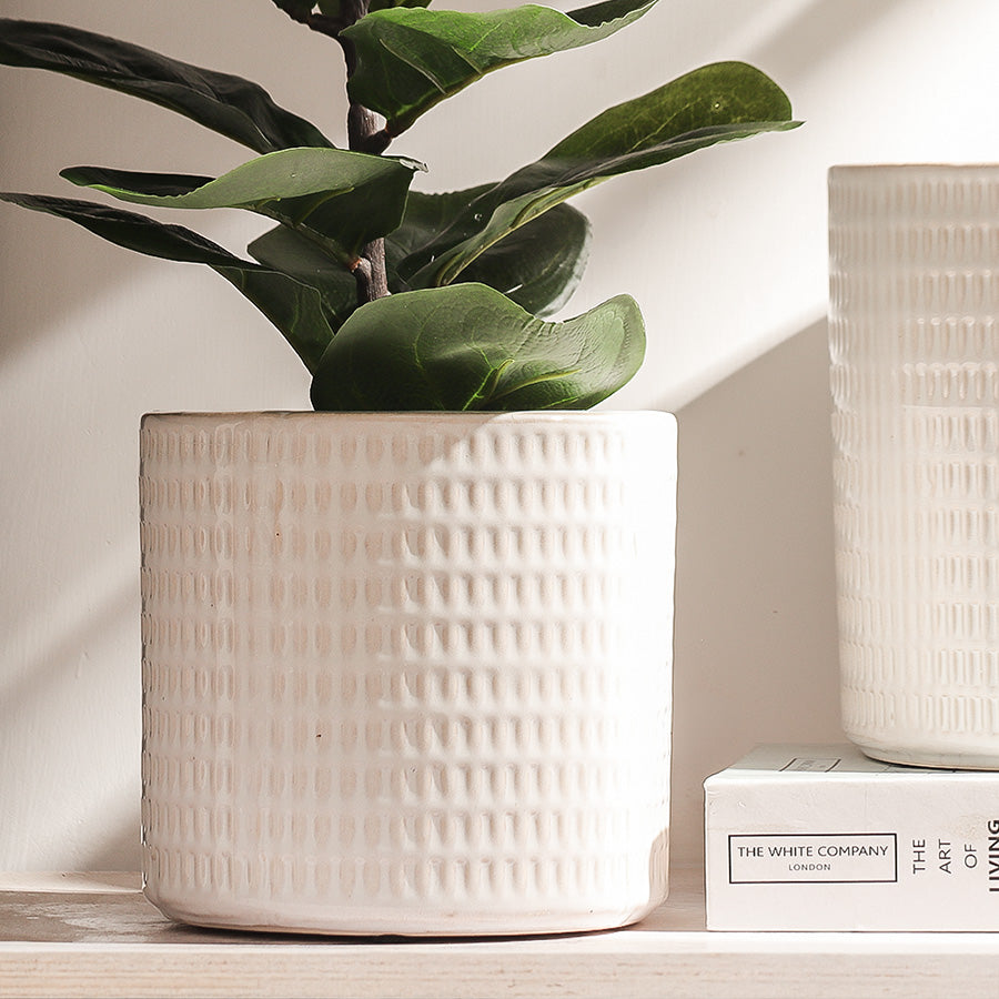 Batons Ceramic Planters, Set of 2 - Sandy White