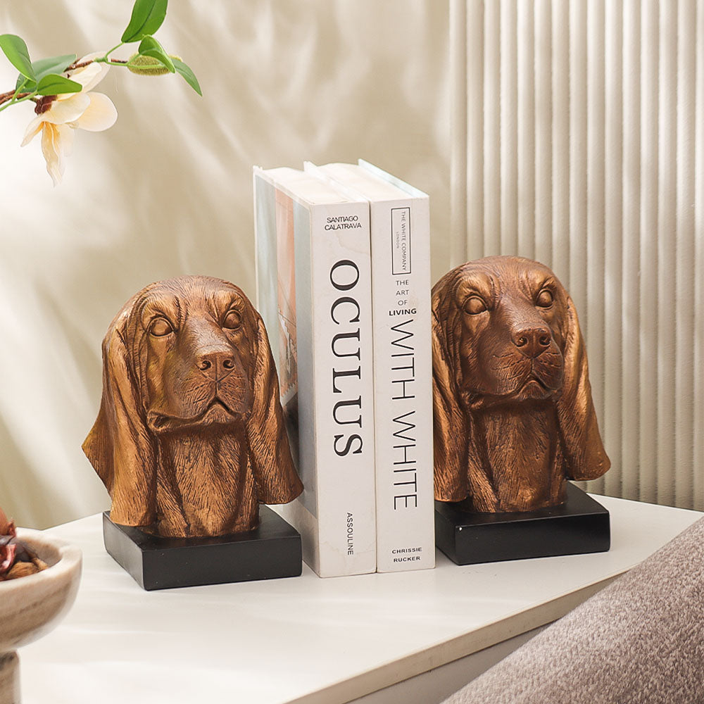 Beagle Bookends, Set of 2 - Bronze