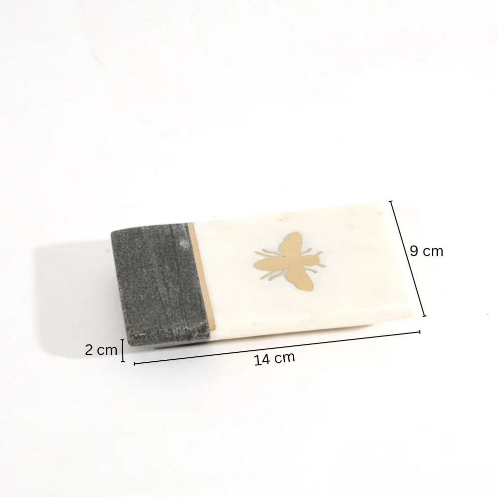 Bee Gold Inlay Marble Soap Dish - Monochrome