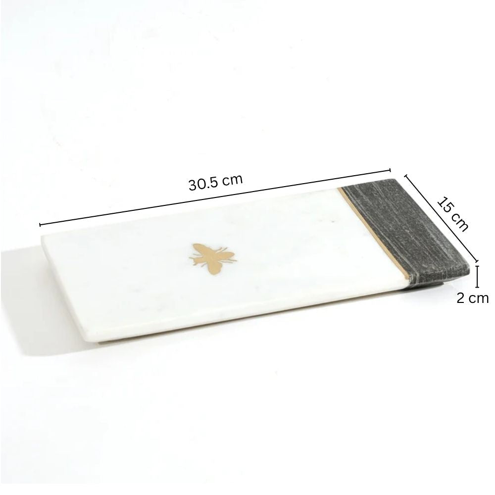 Bee Gold Inlay Marble Valet Tray Medium - Monochrome