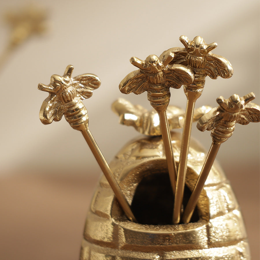 Beehive Metal Appetizer Picks, Set of 6 - Gold