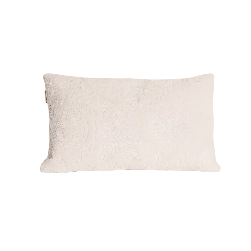 Begonia Rectangular Quilted Cushion Cover 50x30cm - Ivory