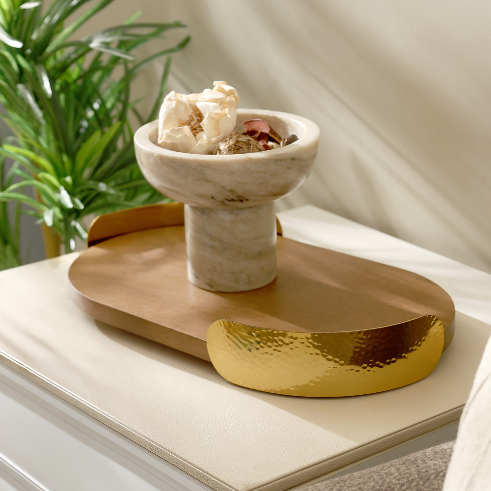 Baden Wooden Decorative Tray Medium - Natural Gold
