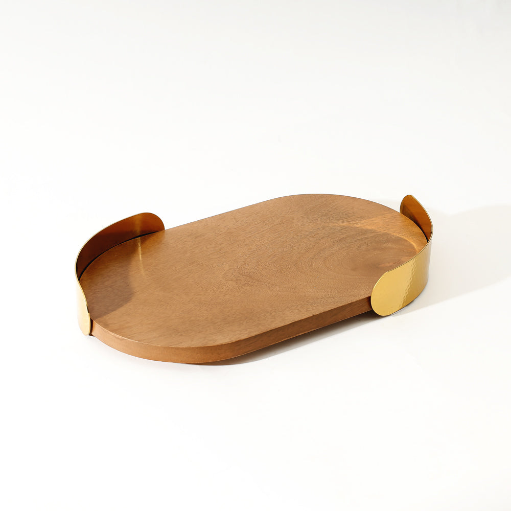 Baden Wooden Decorative Tray Medium - Natural Gold