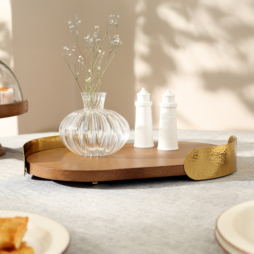 Baden Wooden Decorative Tray Medium - Natural Gold