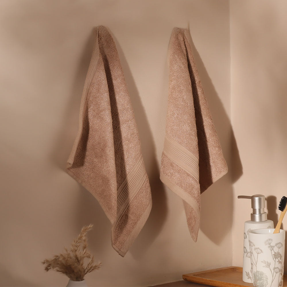 Belize Bamboo Face Towels, Set of 2 - Beige