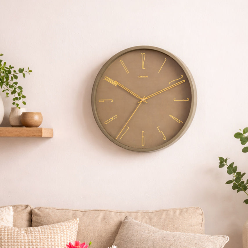 Belle Numbers Wall Clock 35cm - Moss Green