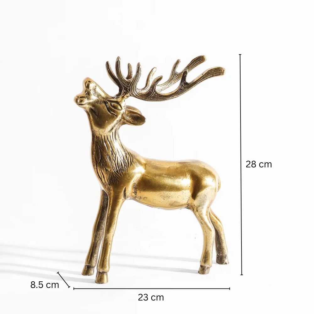 Bellowing Deer Metal Sculpture - Gold