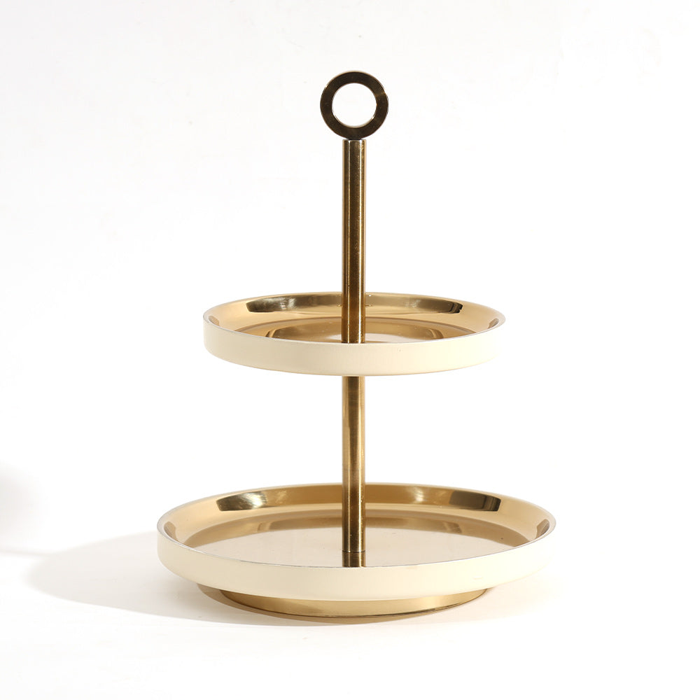 Bellum Two-Tier Dessert Stand - Gold Cream