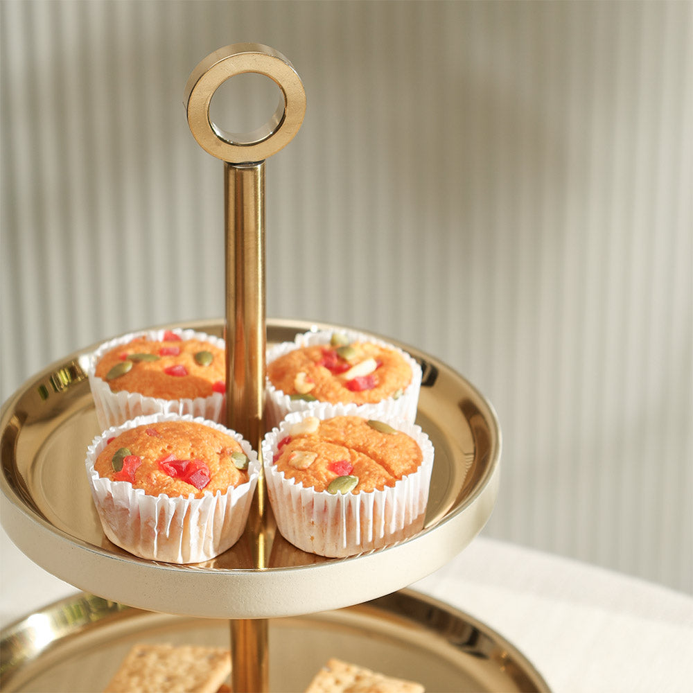 Bellum Two-Tier Dessert Stand - Gold Cream