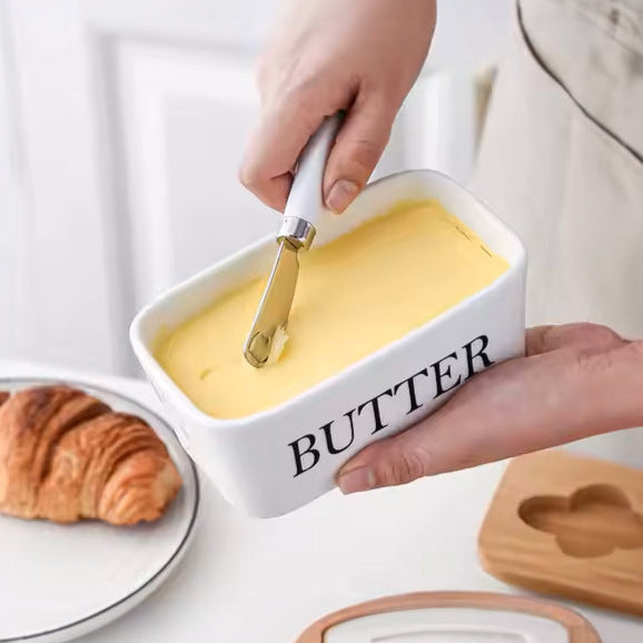 Culina Butter Dish with Spreader Large - White