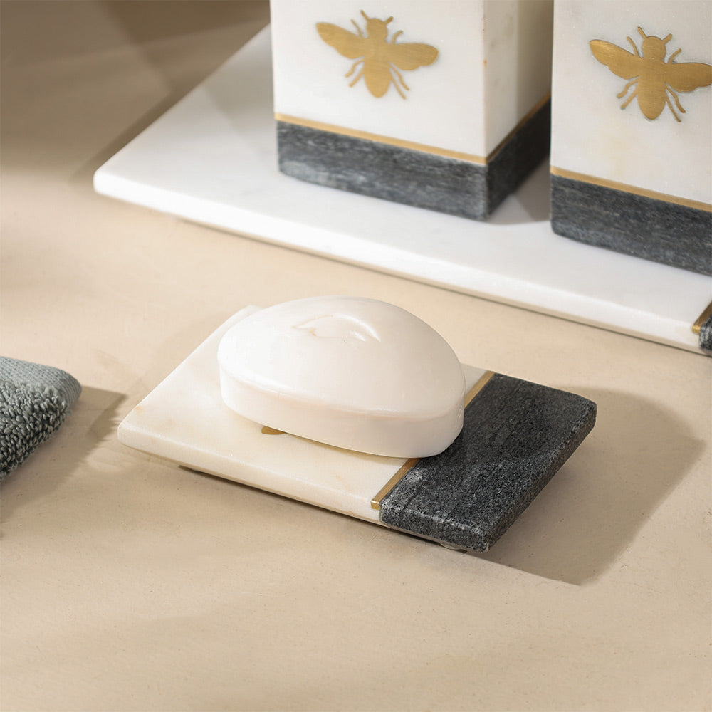 Bee Gold Inlay Marble Soap Dish - Monochrome