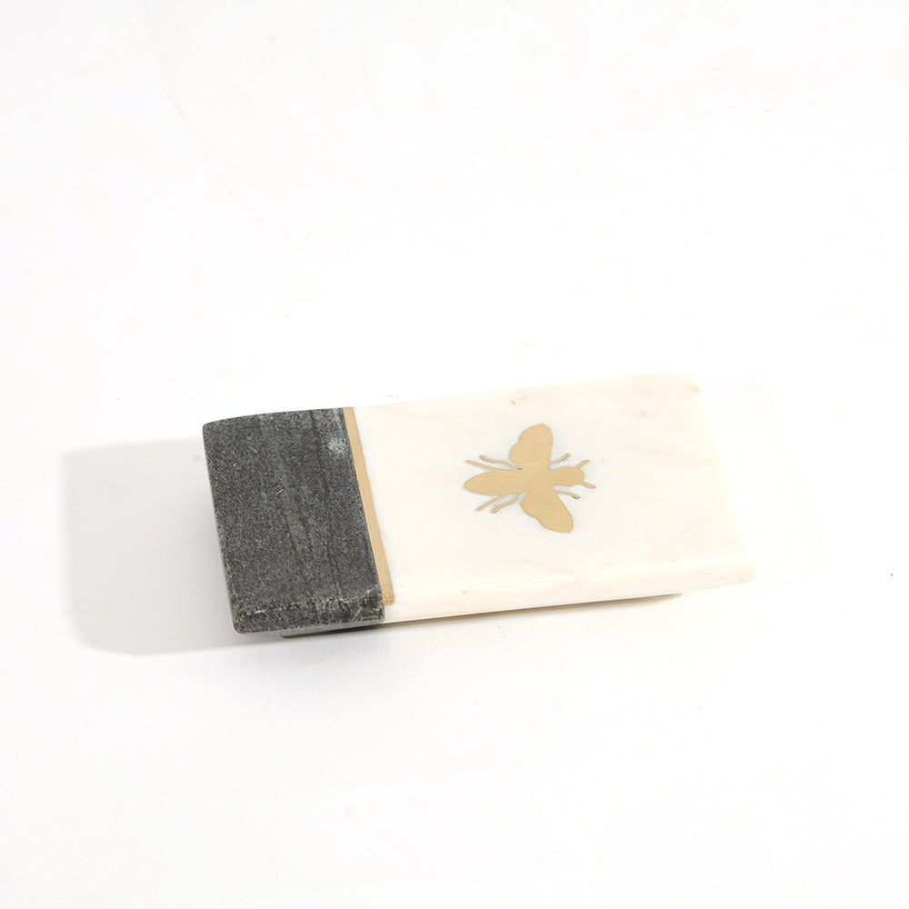 Bee Gold Inlay Marble Soap Dish - Monochrome