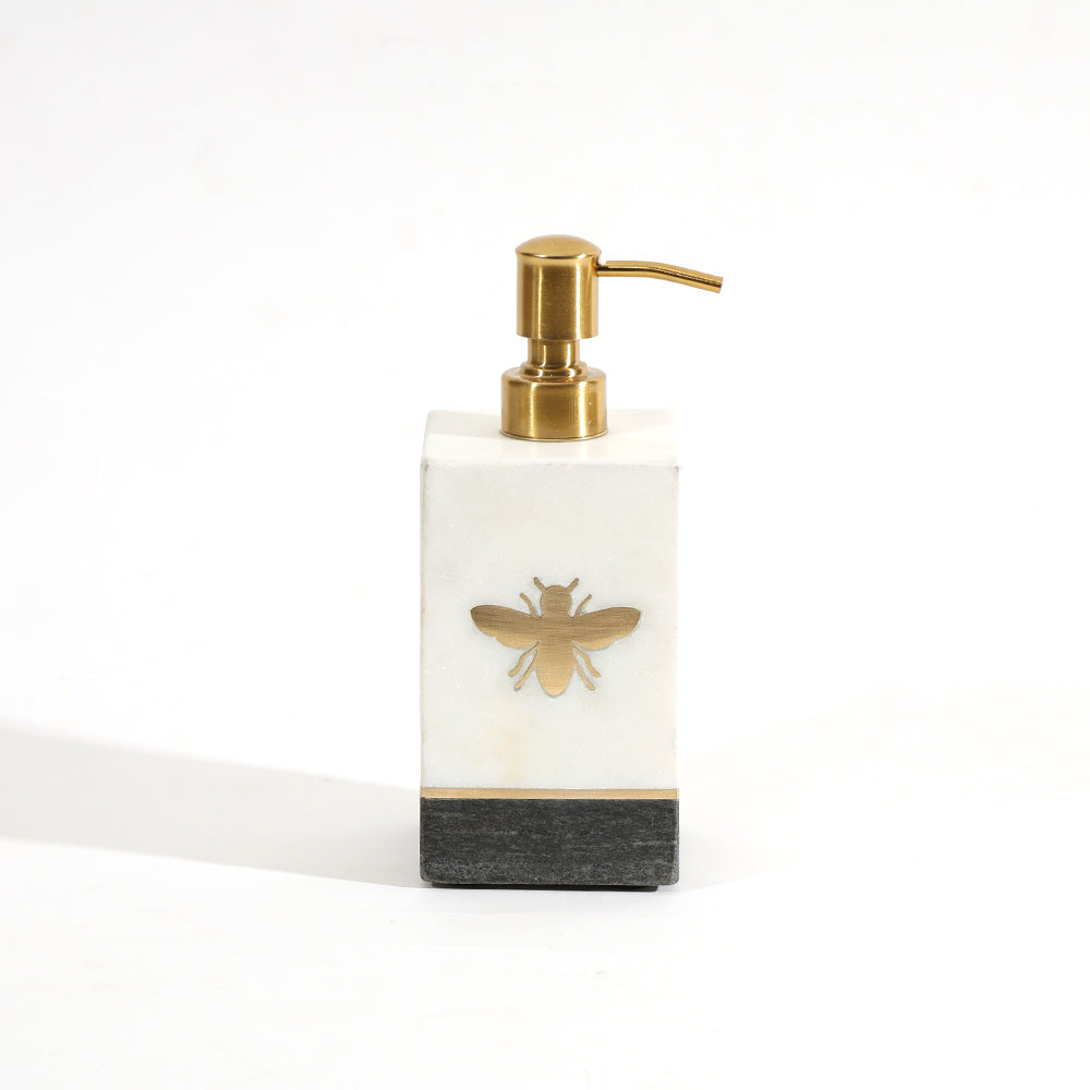 Bee Gold Inlay Marble Soap Dispenser - Monochrome