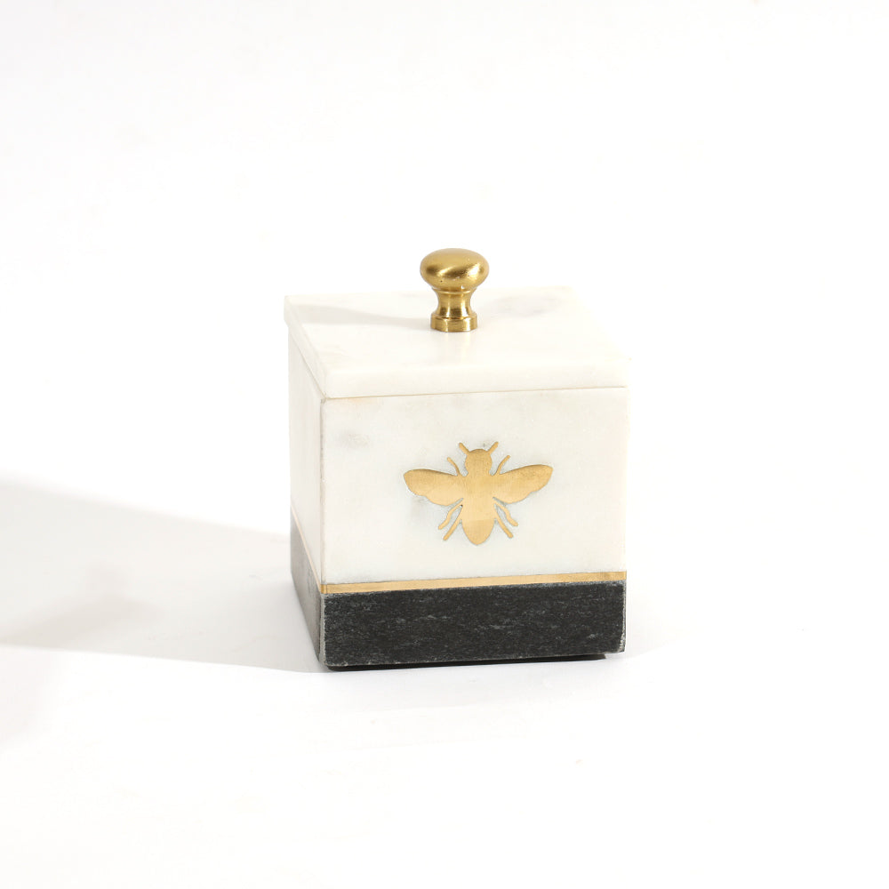 Bee Gold Inlay Marble Storage Jar - Monochrome