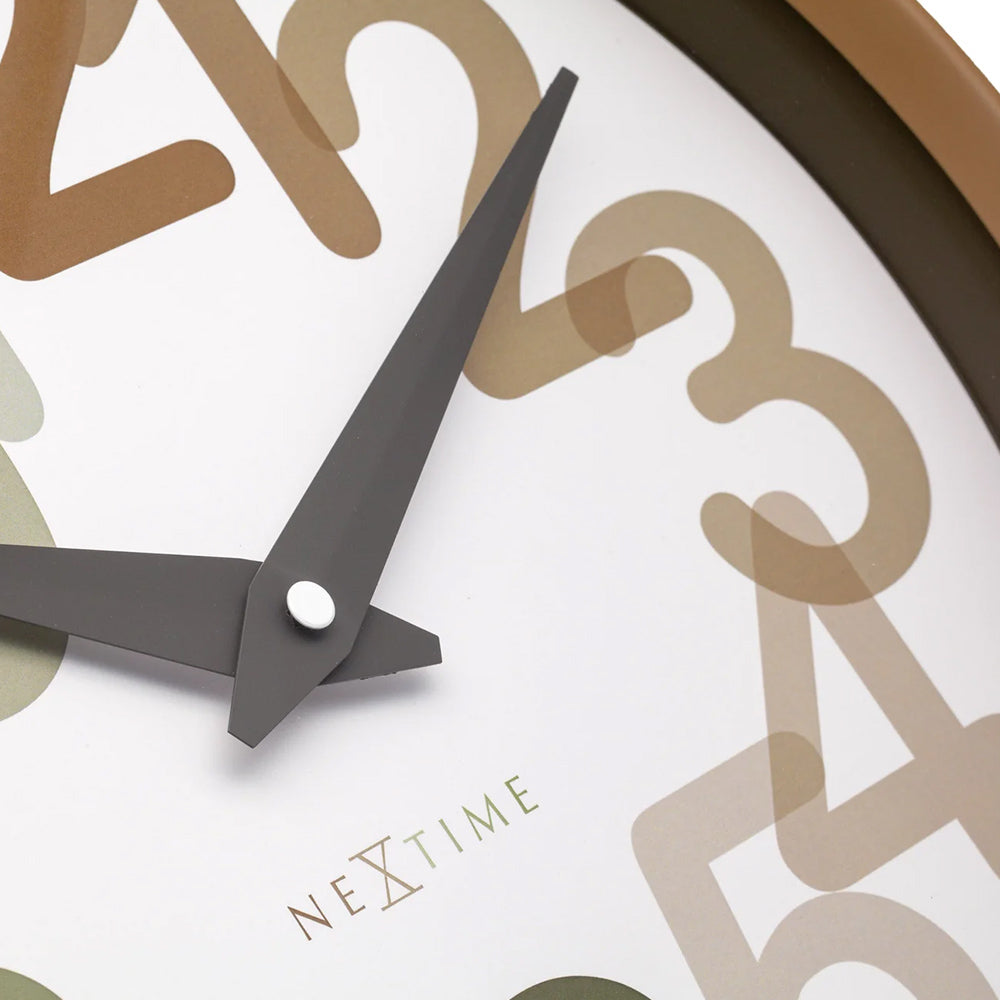 Big Number Wall Clock 30cm - Toffee Brown