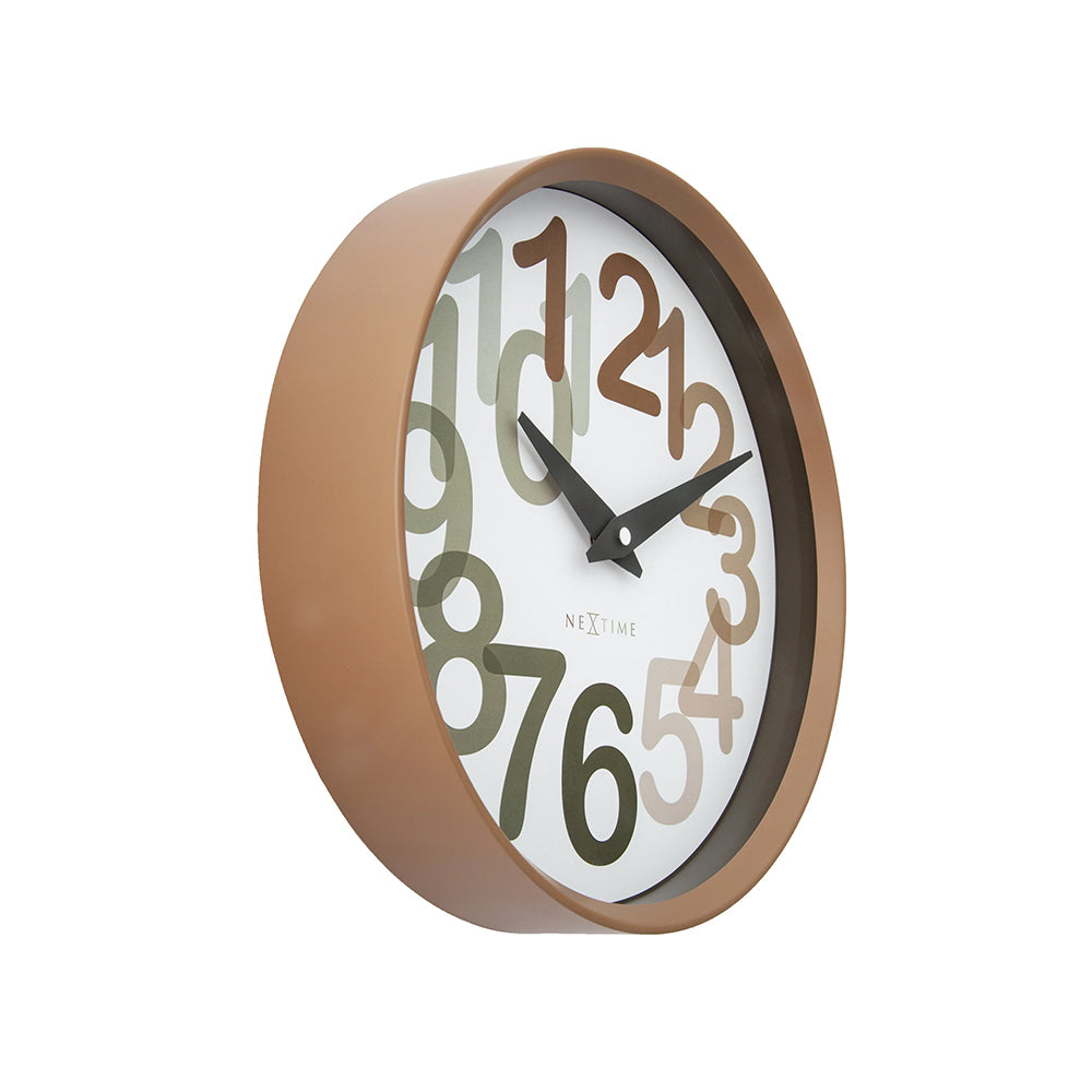 Big Number Wall Clock 30cm - Toffee Brown