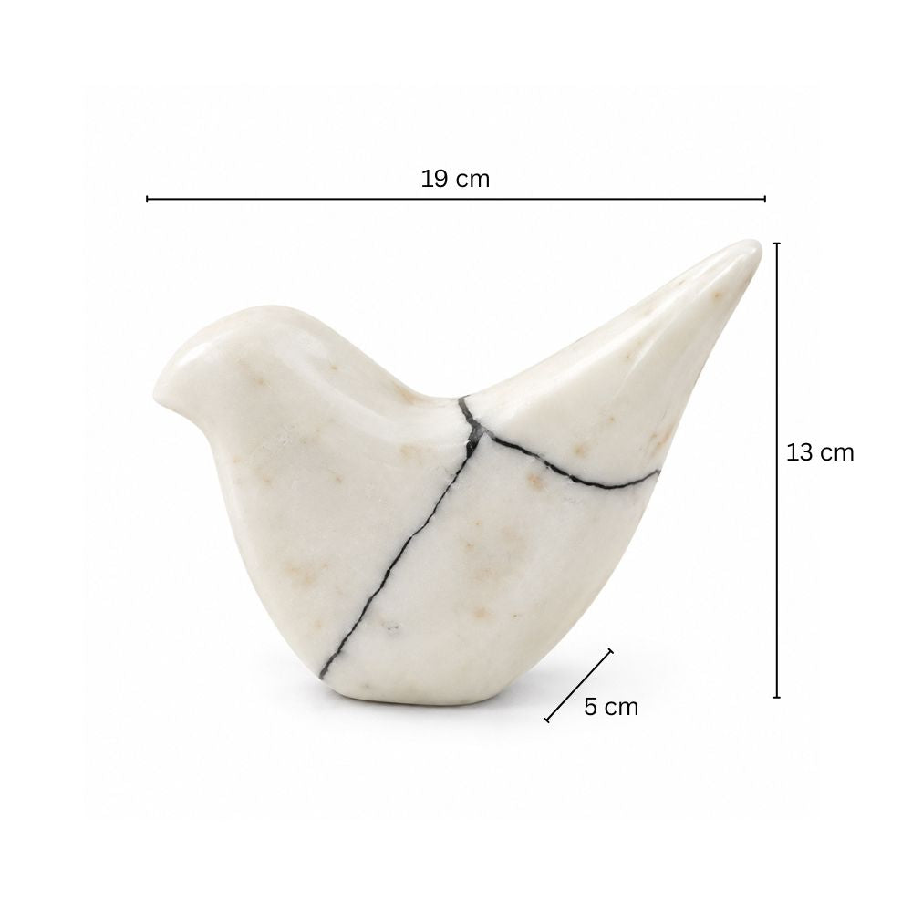 Birdie Marble Sculpture - Flecked White