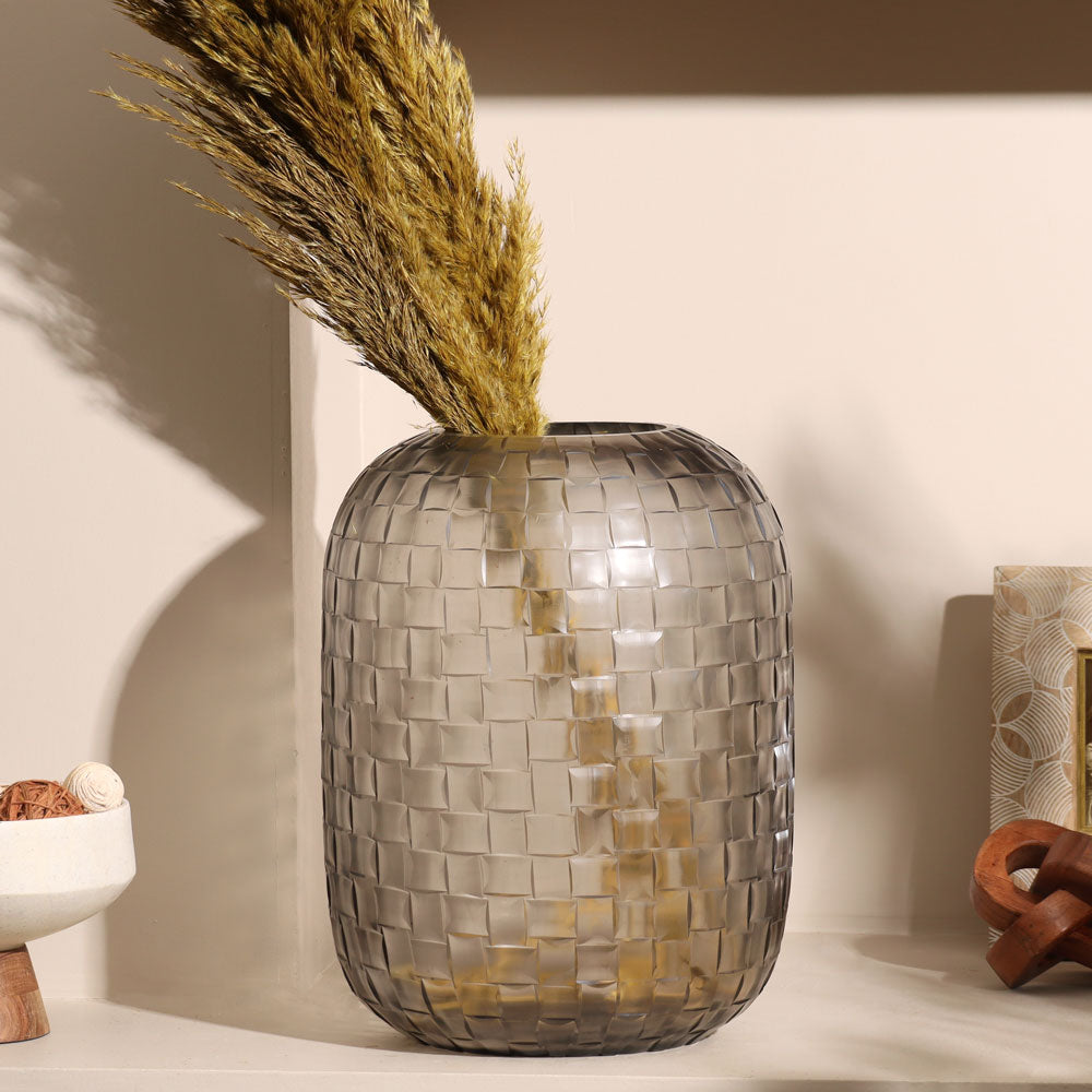 Biscay Glass Vase Medium - Smoke Grey