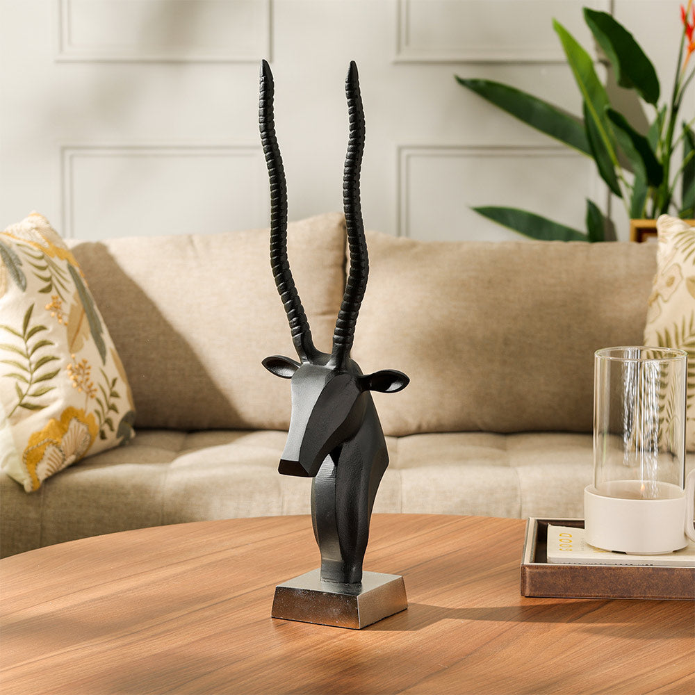 Blackbuck Metal Sculpture XL - Matte Black