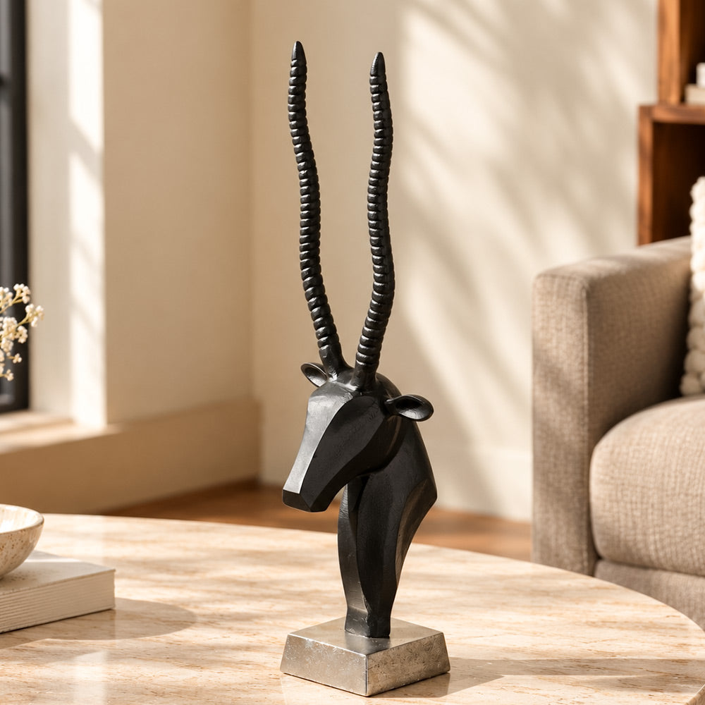 Blackbuck Metal Sculpture XL - Matte Black