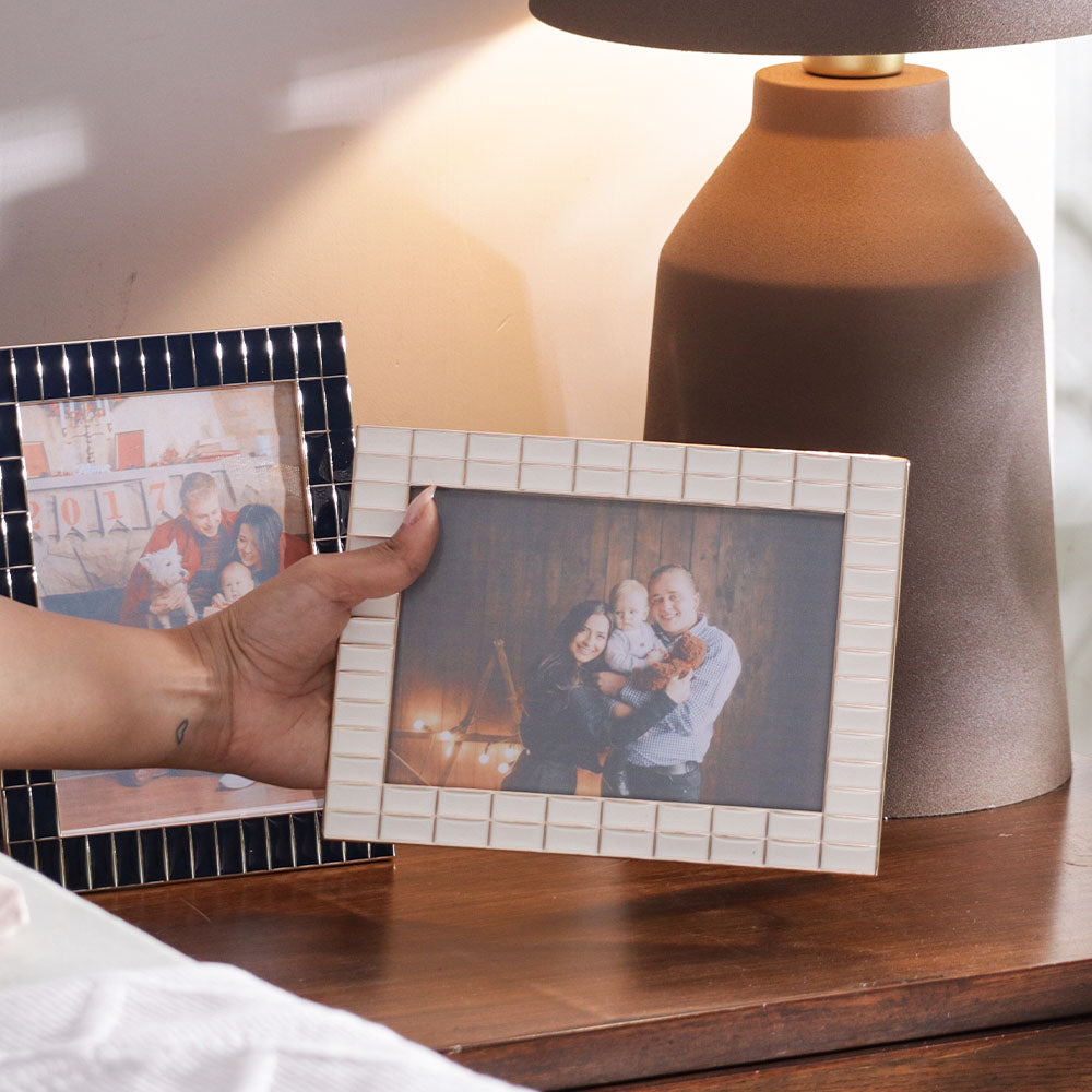 Blaine Photo Frame Large - White Gold