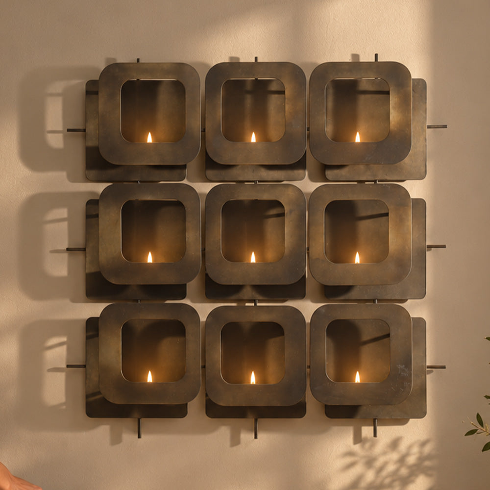 Bloom Wall Hanging Multi Tealight Holder - Dull Gold