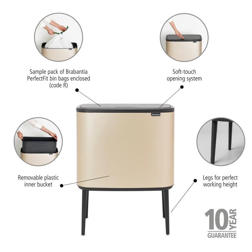 Bo Touch Bin 36L - Metallic Gold