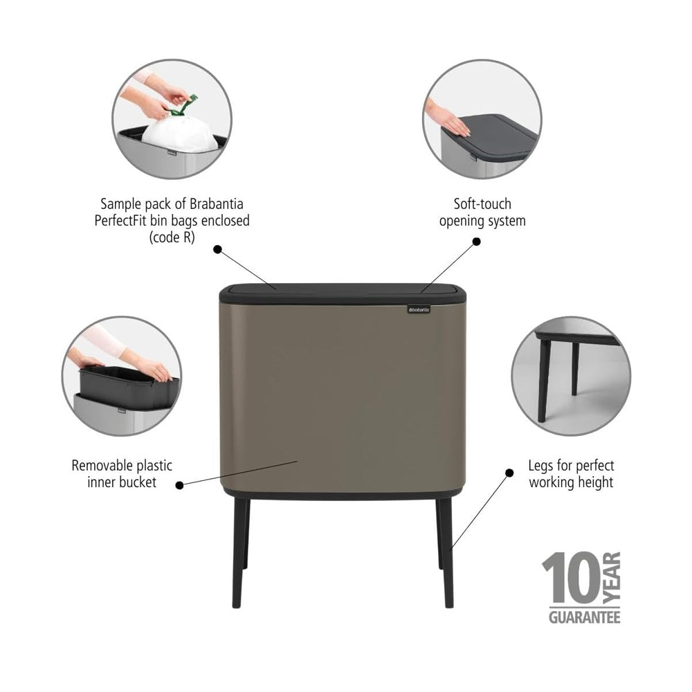 Bo Touch Bin 36L - Platinum Grey