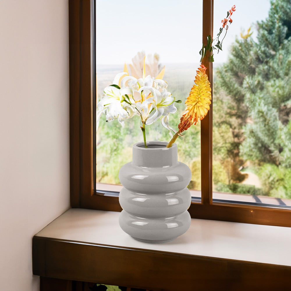 Bobbly Glazed Vase, Medium - Grey